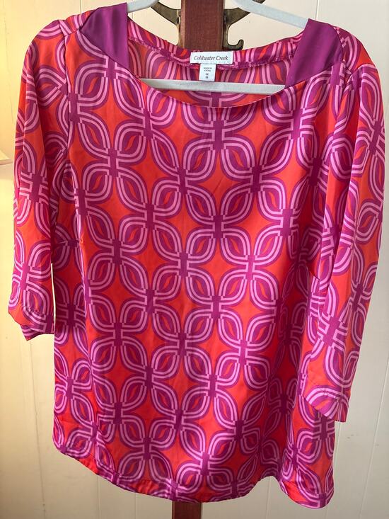 Coldwater Creek Tops - Coldwater Creek Purple/Orange 3/4 Sleve Blouse